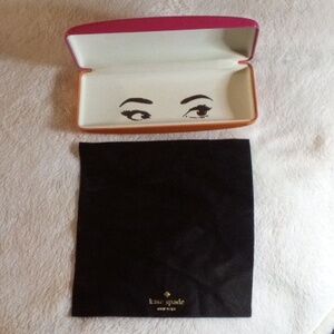 KATE SPADE PINK AND ORANGE SUN GLASSES CASE WITH KATE DUST CLOTH